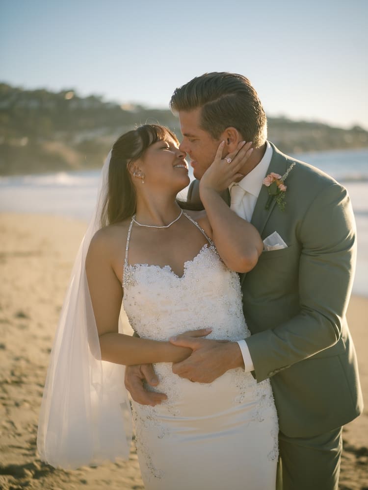 Bride and groom on Torrance Beach
